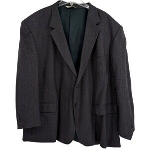 Pronto Uomo Suit Coat Blazer Gray Blue Size 56 R 100% Lambswool Two-button